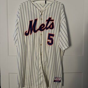 Majestic Mets White and Blue Pinstripe Jersey